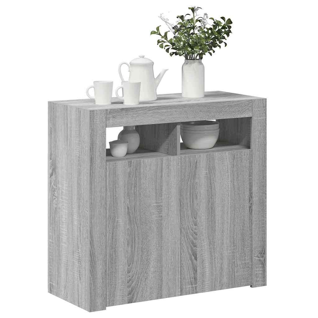 Credenza con Luci LED Grigio Sonoma 80x35x75 cm 815730