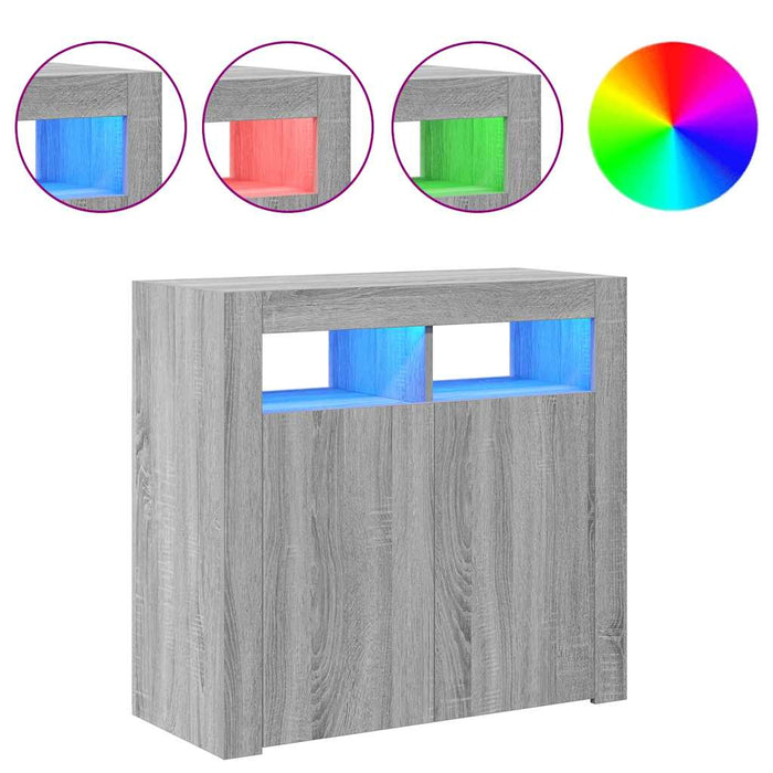 Credenza con Luci LED Grigio Sonoma 80x35x75 cm cod mxl 20081