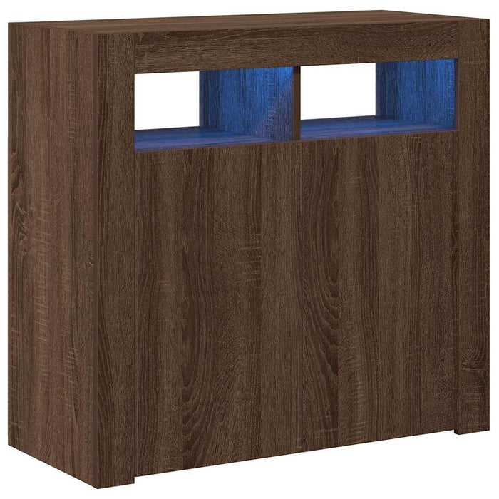Credenza con Luci LED Rovere Marrone 80x35x75 cm 815731