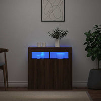 Credenza con Luci LED Rovere Marrone 80x35x75 cm cod mxl 24922