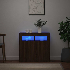 Credenza con Luci LED Rovere Marrone 80x35x75 cm cod mxl 24922