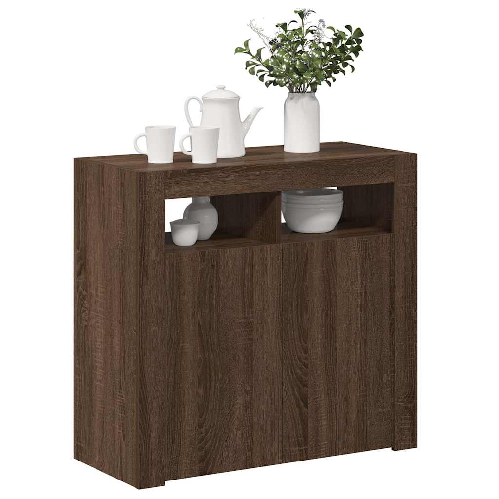 Credenza con Luci LED Rovere Marrone 80x35x75 cm cod mxl 24922