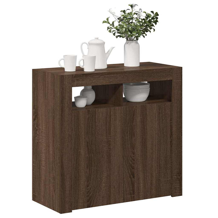 Credenza con Luci LED Rovere Marrone 80x35x75 cm cod mxl 24922