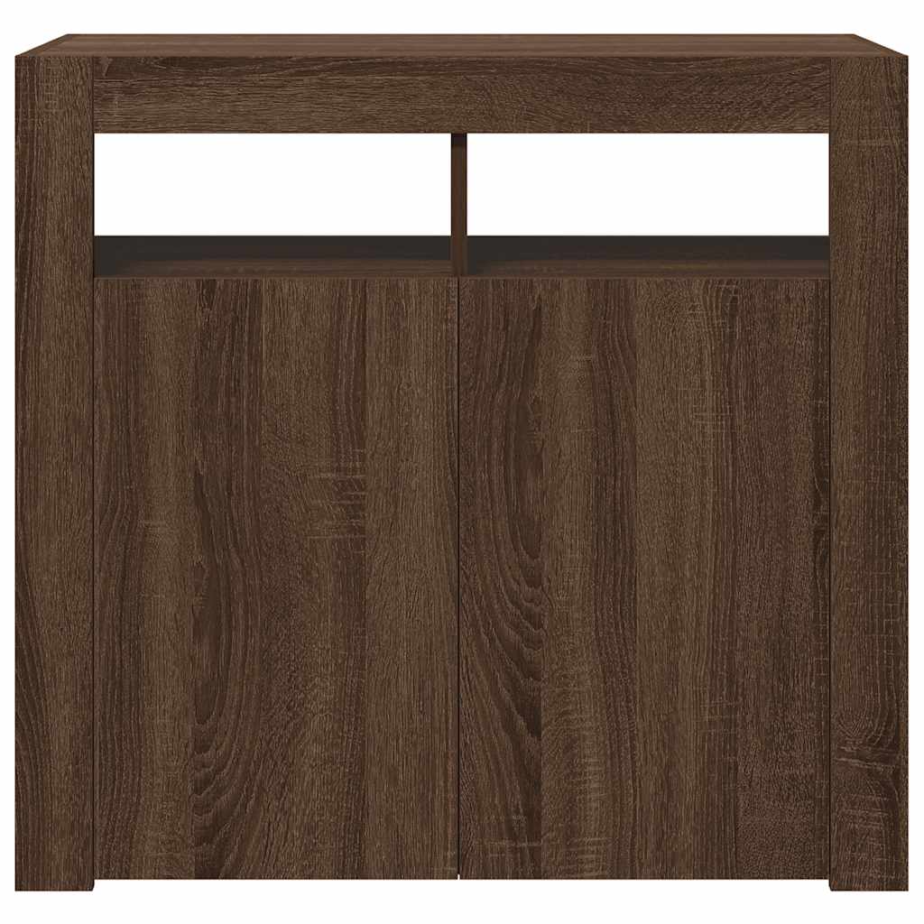 Credenza con Luci LED Rovere Marrone 80x35x75 cm 815731