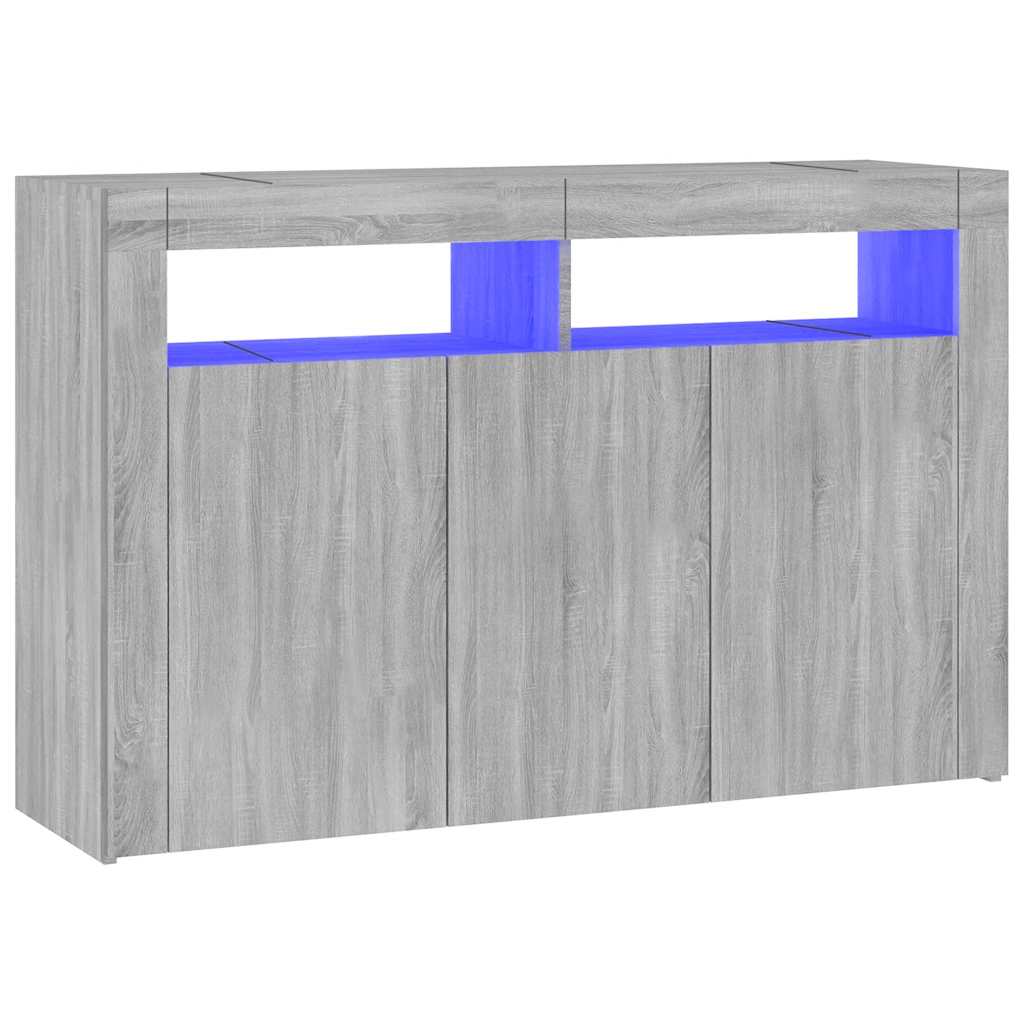 Credenza con Luci LED Grigio Sonoma 115,5x30x75 cm 815733