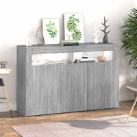 Credenza con Luci LED Grigio Sonoma 115,5x30x75 cm 815733