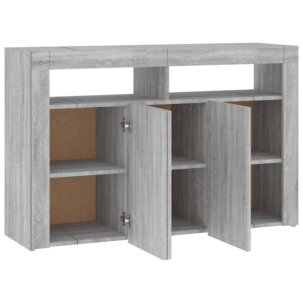 Credenza con Luci LED Grigio Sonoma 115,5x30x75 cm 815733