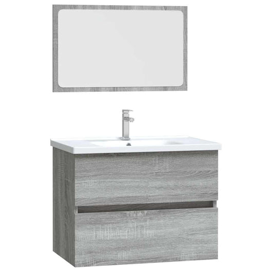 Set Mobili da Bagno 2 pz Grigio Sonoma in Legno Multistrato 815736