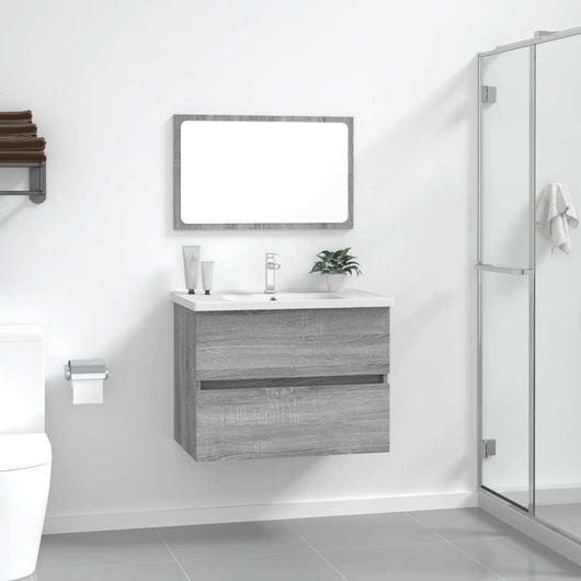 Set Mobili da Bagno 2 pz Grigio Sonoma in Legno Multistrato 815736