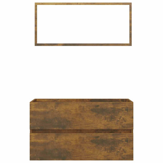 Set Mobili da Bagno 2 pz Rovere Fumo in Legno Multistrato 815738