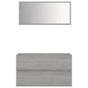 Set Mobili da Bagno 2 pz Grigio Sonoma in Legno Multistrato 815739