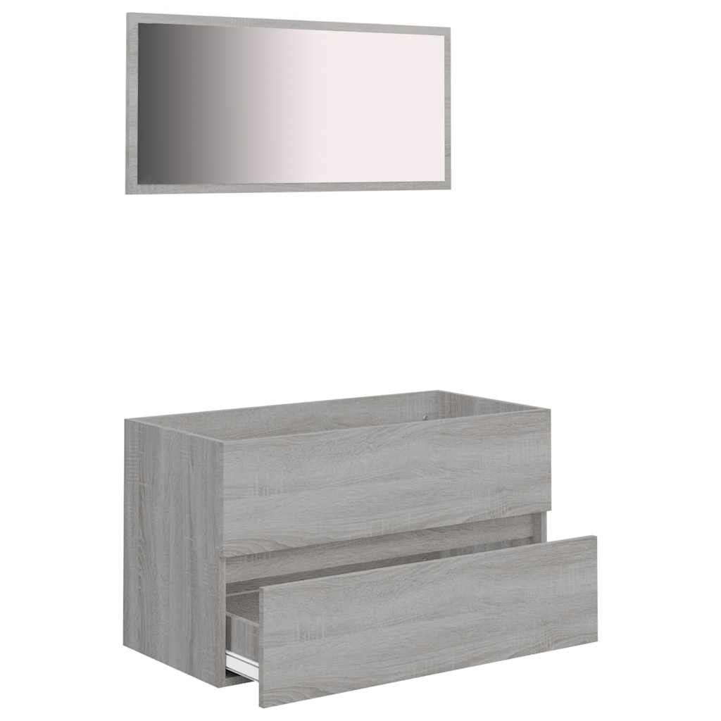 Set Mobili da Bagno 2 pz Grigio Sonoma in Legno Multistrato 815739