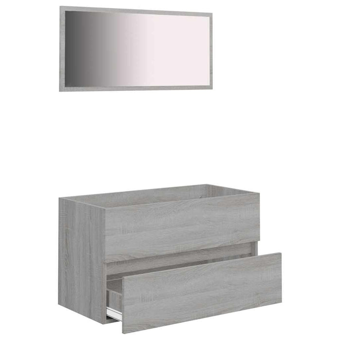 Set Mobili da Bagno 2 pz Grigio Sonoma in Legno Multistrato 815739