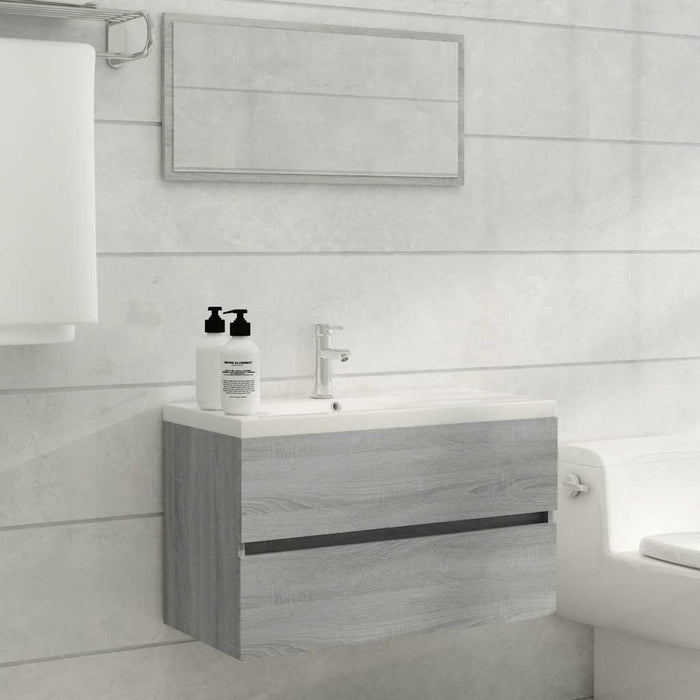 Set Mobili da Bagno 2 pz Grigio Sonoma in Legno Multistrato 815739