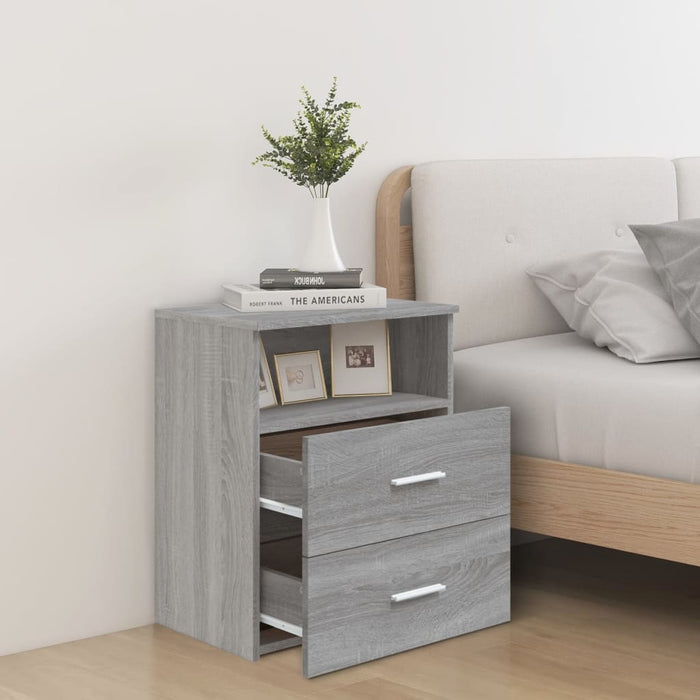 Comodini 2 pz-Set di 2 Tavolino da notte Grigio Sonoma 50x32x60 cm