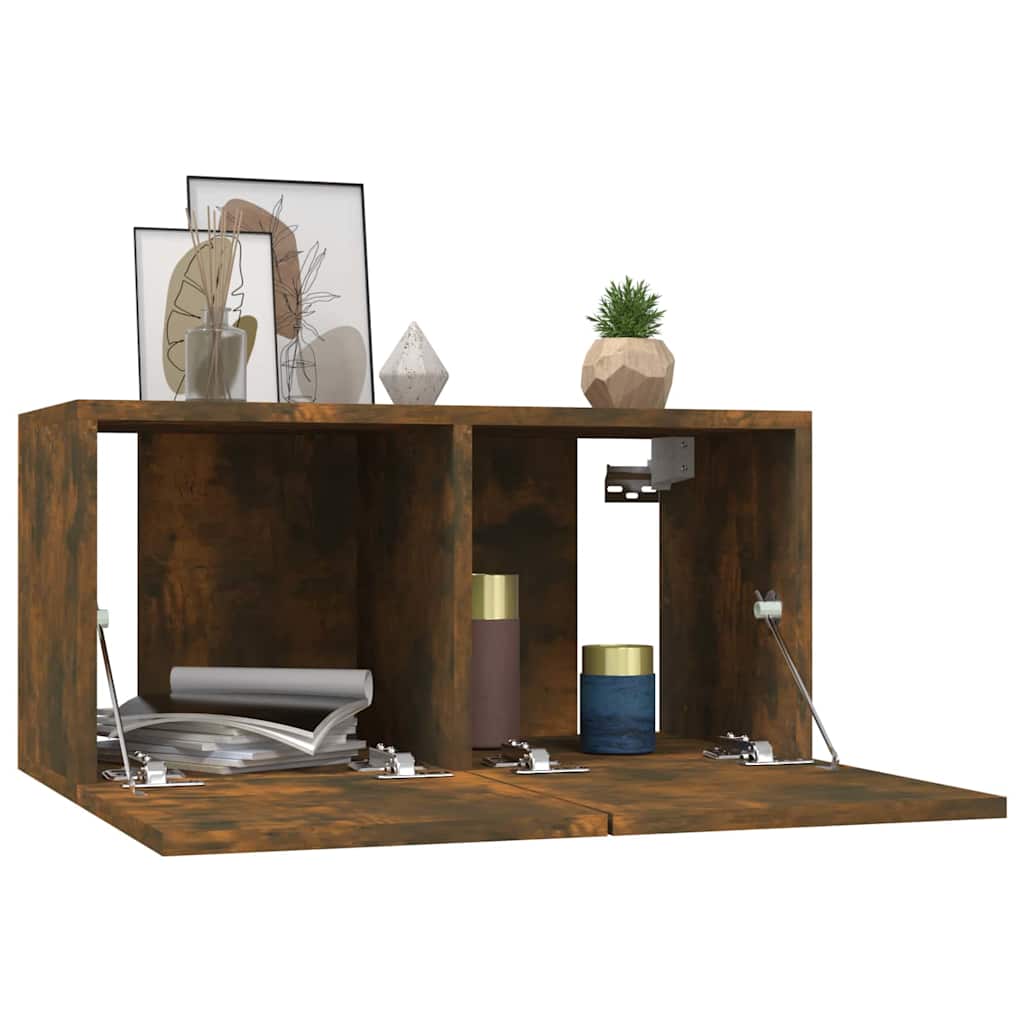 Mobili Porta TV Pensili 3 pz Rovere Fumo 60x30x30 cm 815869