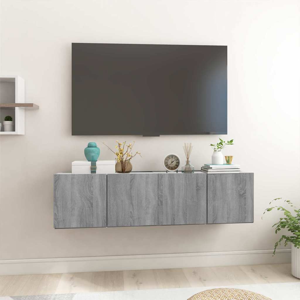 Mobili TV Pensili Grigio Sonoma 2 pz-Set di 2 Credenza per TV sospesa 60x30x30 Legno Multistrato