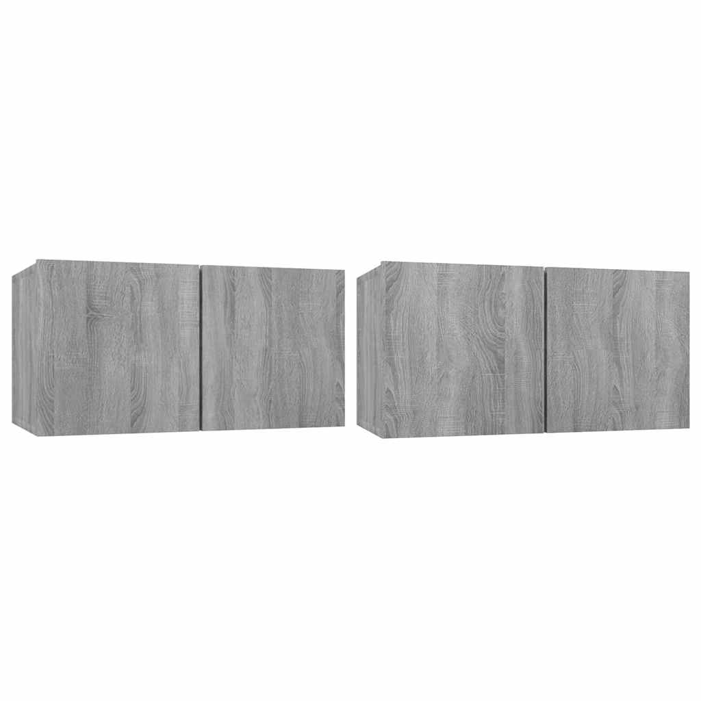 Mobili TV Pensili Grigio Sonoma 2 pz-Set di 2 Credenza per TV sospesa 60x30x30 Legno Multistrato