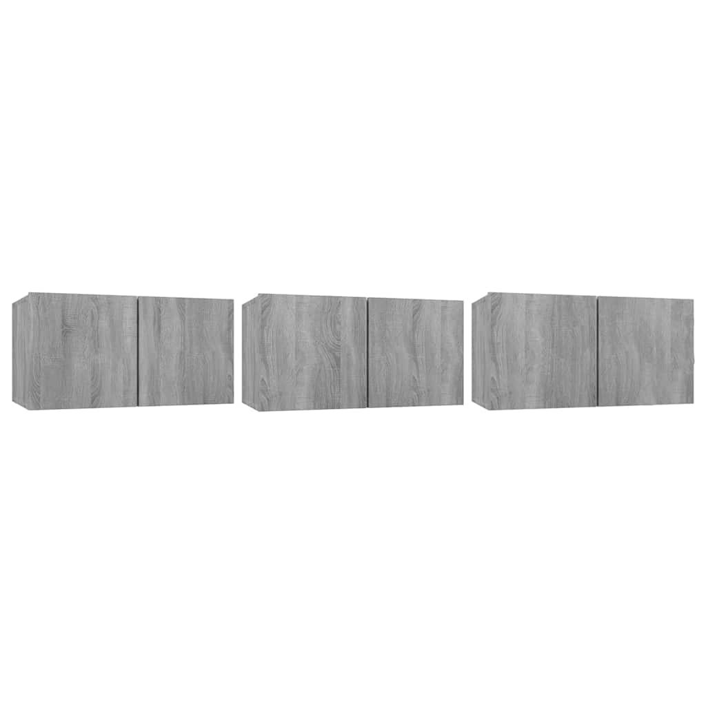 Mobili TV Pensili Grigio Sonoma 3 pz 60x30x30 Legno Multistrato 815872