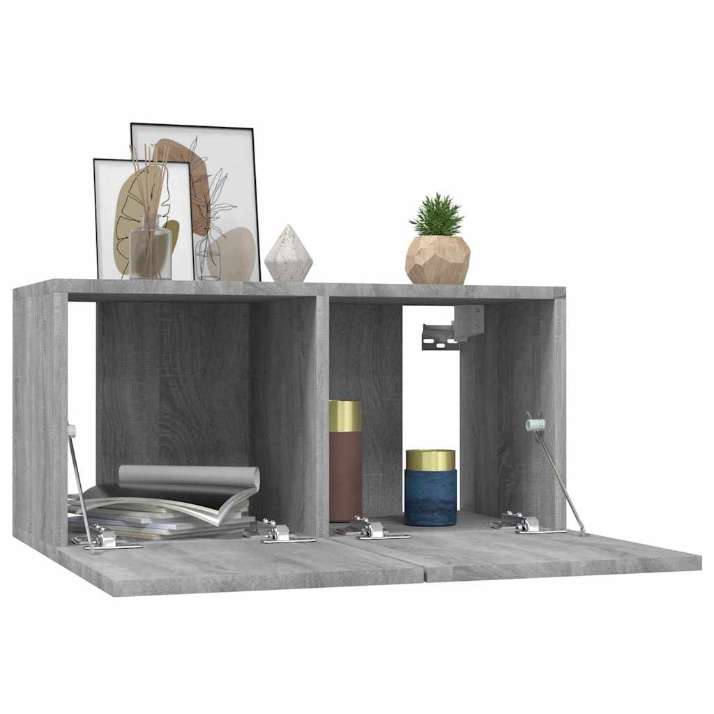 Mobili TV Pensili Grigio Sonoma 3 pz 60x30x30 Legno Multistrato 815872