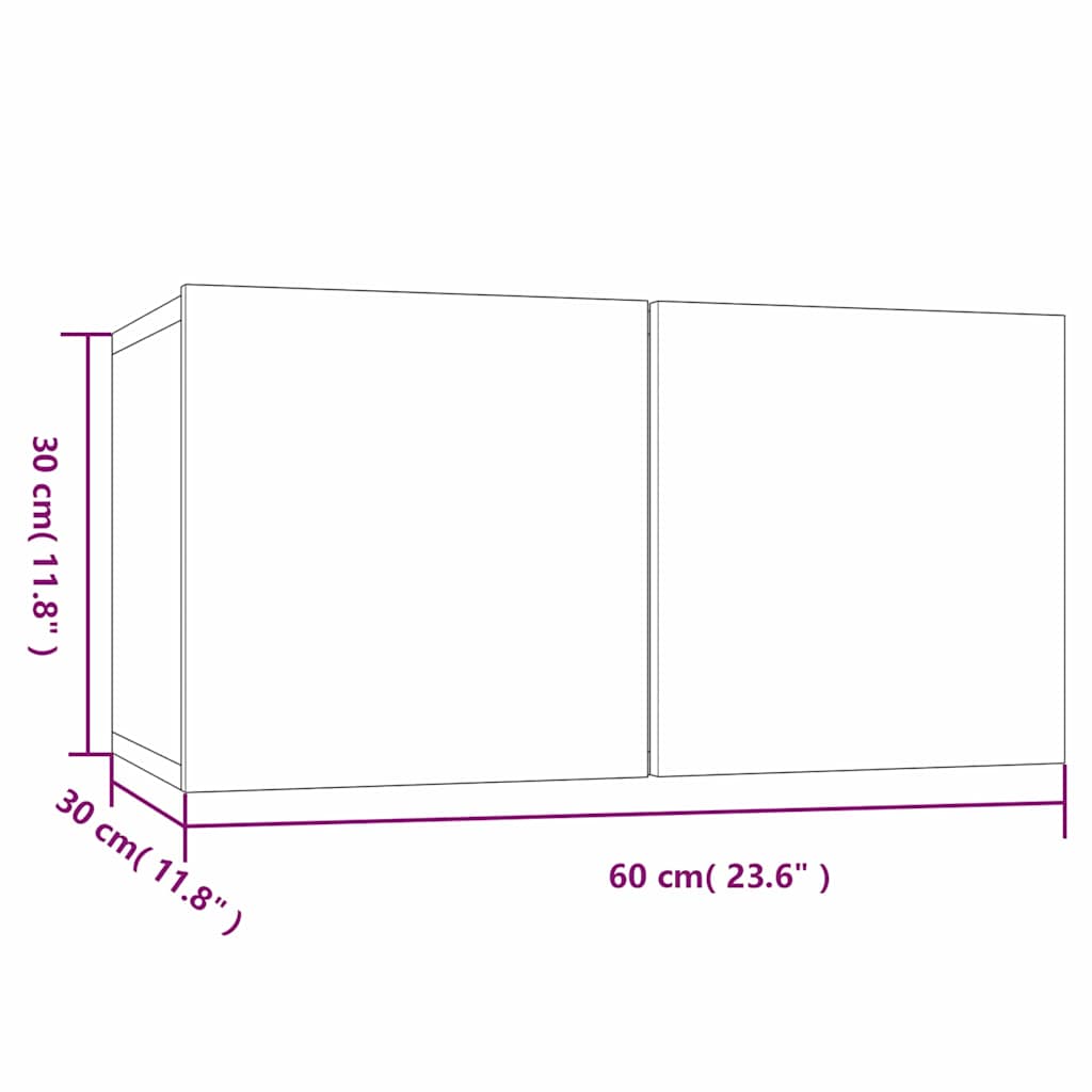 Mobili TV Pensili Grigio Sonoma 3 pz 60x30x30 Legno Multistrato 815872