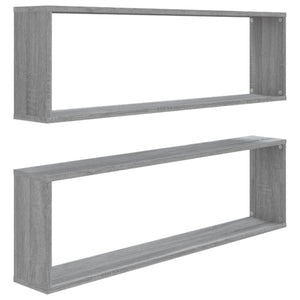 Mensole Cubo Muro 2pz Grigio Sonoma 100x15x30 Legno Multistrato cod mxl 32756