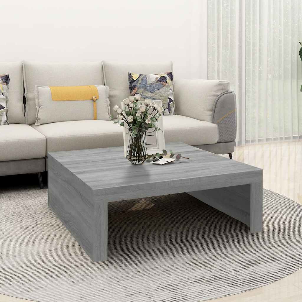 Tavolino Salotto-Tavolino da soggiorno-Tavolo Grigio Sonoma 100x100x35 cm Legno Multistrato 216649