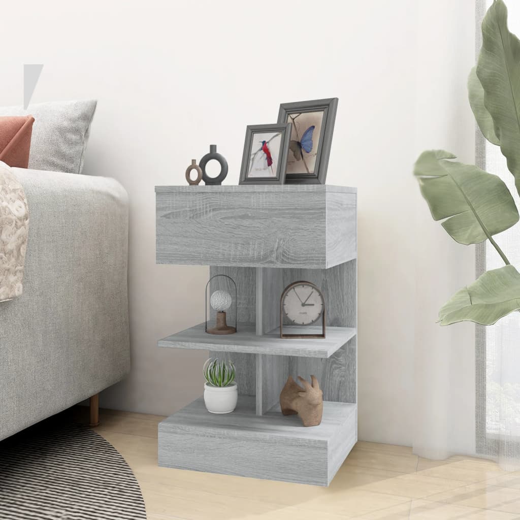 Comodino-Tavolino da notte Grigio Sonoma 40x35x65 cm in Legno Multistrato