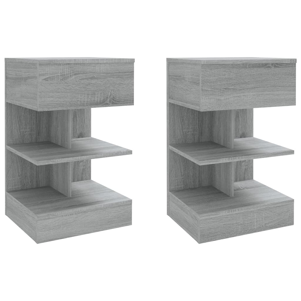 Comodini Grigio Sonoma 2 pz-Set di 2 Tavolino da notte 40x35x65 cm in Legno Multistrato
