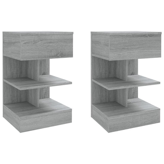 Comodini Grigio Sonoma 2 pz-Set di 2 Tavolino da notte 40x35x65 cm in Legno Multistrato