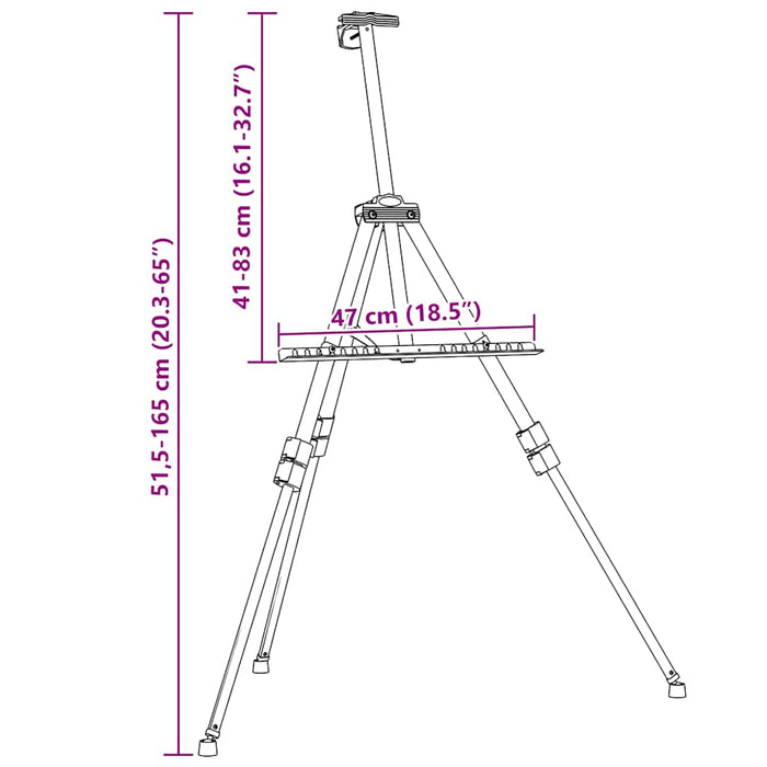Cavalletto Espositivo Regolabile Nero in Metallo