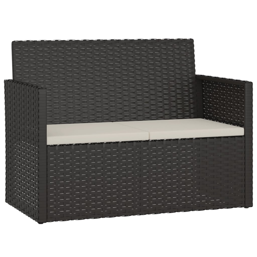 Set Salotto da Esterno 4 pz con Cuscini in Polyrattan Nero