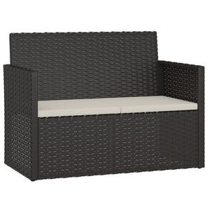 Set Salotto da Esterno 4 pz con Cuscini in Polyrattan Nero