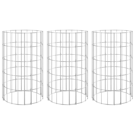 Fioriere Gabbione Circolare 3 pz in Acciaio Zincato Ø30x50 cm 152019