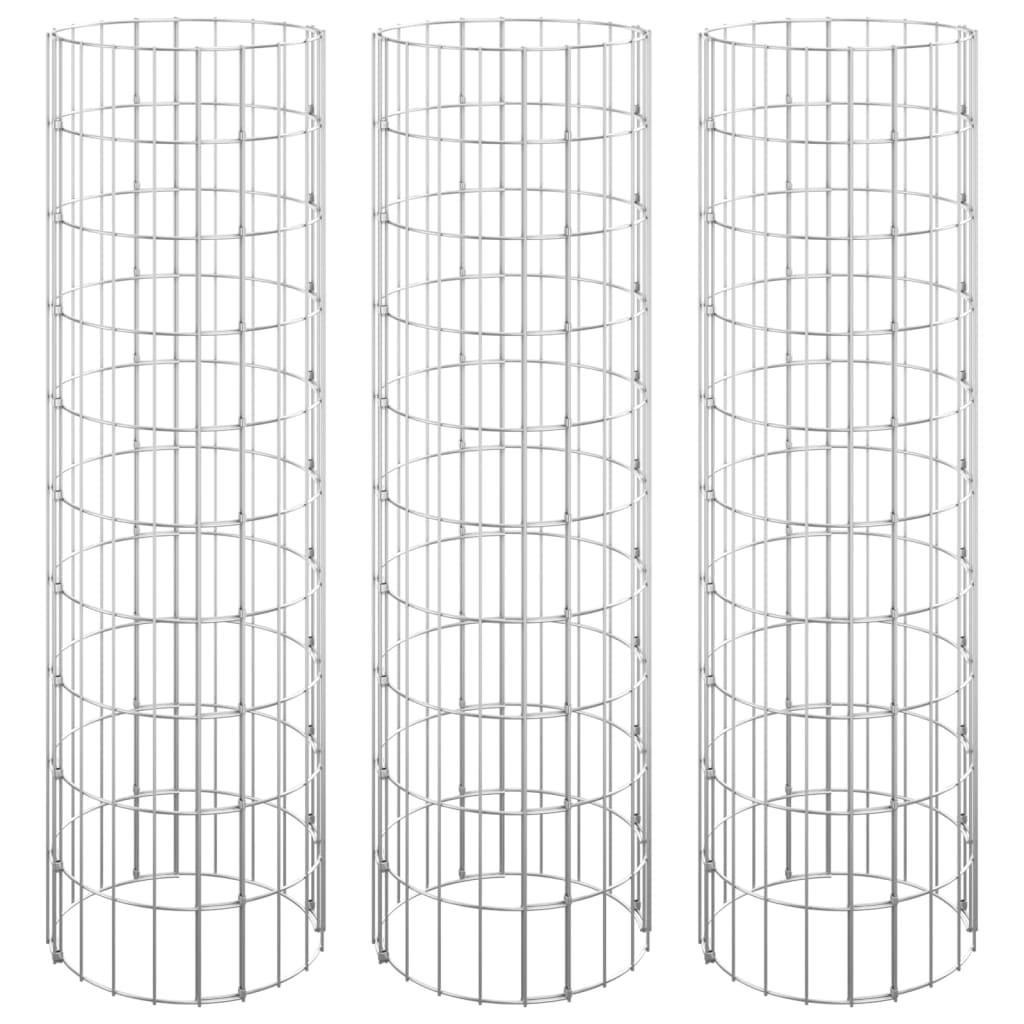 Fioriere Gabbione Circolare 3 pz in Acciaio Zincato Ã˜30x100 cm