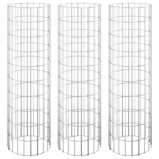 Fioriere Gabbione Circolare 3 pz in Acciaio Zincato Ã˜30x100 cm