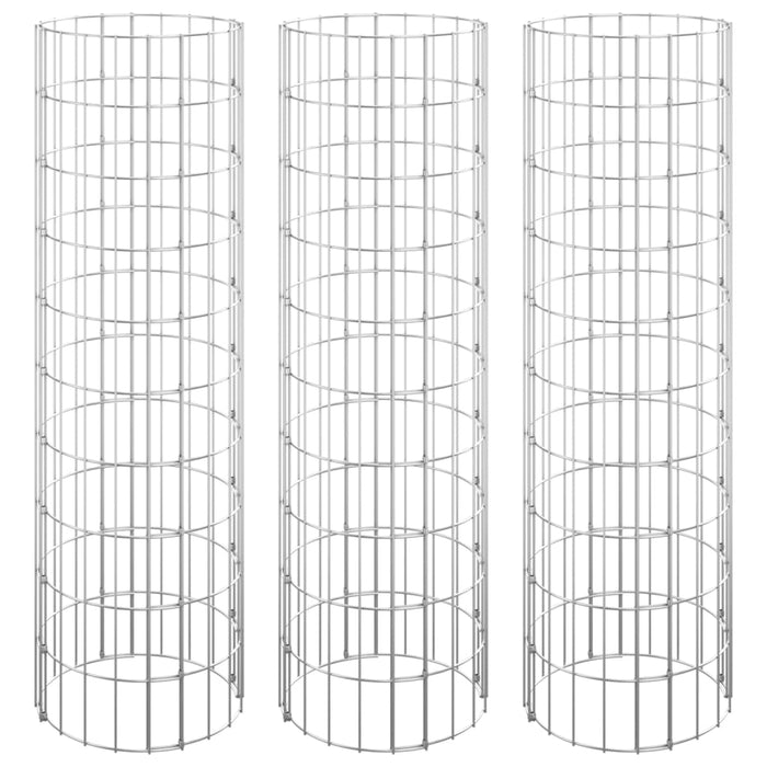 Fioriere Gabbione Circolare 3 pz in Acciaio Zincato Ã˜30x100 cm