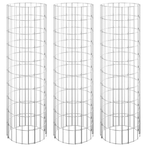 Fioriere Gabbione Circolare 3 pz in Acciaio Zincato Ø30x100 cm 152020