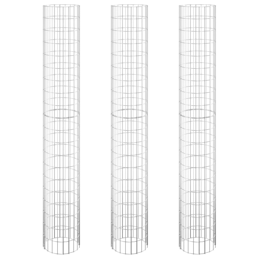 Fioriere Gabbione Circolare 3 pz in Acciaio Zincato Ã˜30x200 cm
