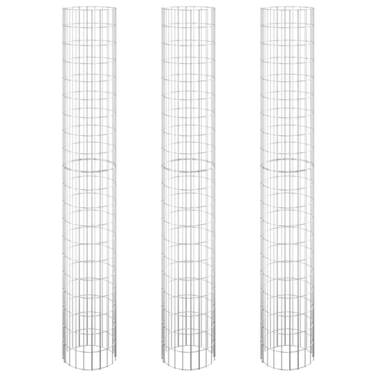 Fioriere Gabbione Circolare 3 pz in Acciaio Zincato Ã˜30x200 cm