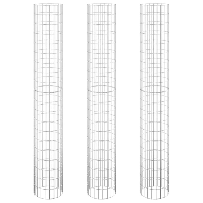 Fioriere Gabbione Circolare 3 pz in Acciaio Zincato Ã˜30x200 cm