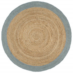 Tappeto Lavorato a Mano in Juta con Bordo Verde Oliva 180 cm cod mxl 66058
