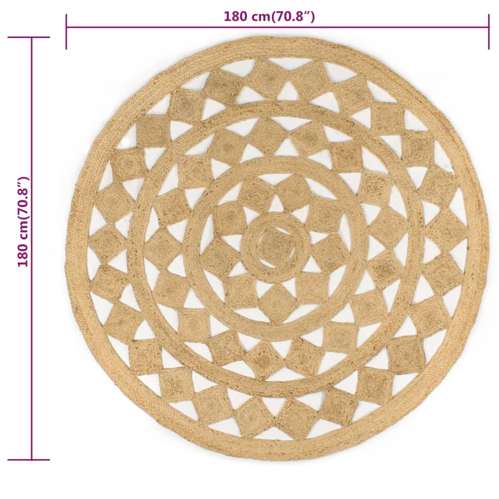 Tappeto Lavorato a Mano in Juta Intrecciata 180 cm cod mxl 61451