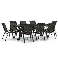 Set Mobili da Pranzo per Giardino 9 pz Nero 3095974