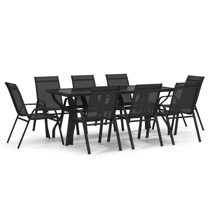 Set Mobili da Pranzo per Giardino 9 pz Nero 3095974