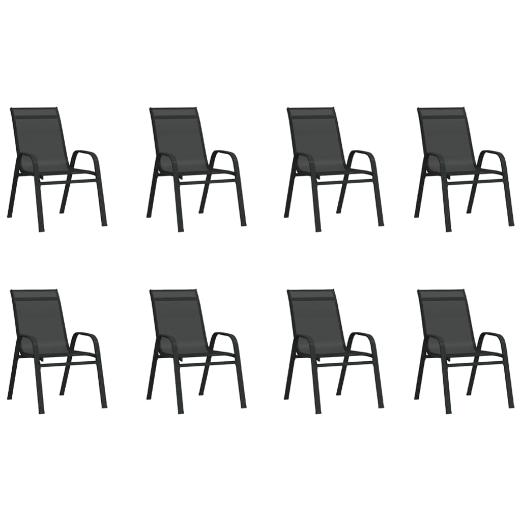 Set Mobili da Pranzo per Giardino 9 pz Nero 3095974