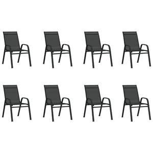 Set Mobili da Pranzo per Giardino 9 pz Nero 3095974