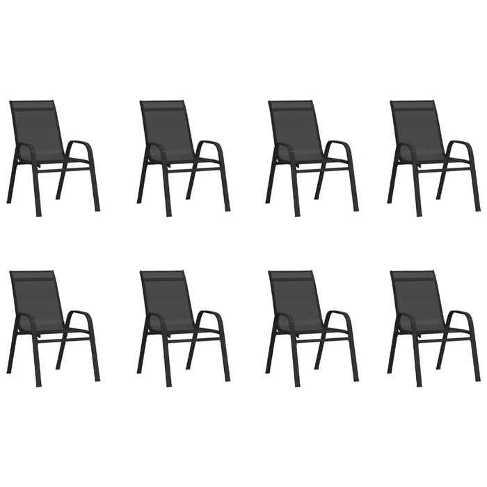Set Mobili da Pranzo per Giardino 9 pz Nero 3095974