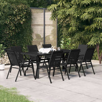 Set Mobili da Pranzo per Giardino 9 pz Nero 3095974