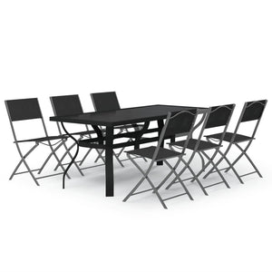 Set da Pranzo da Giardino 7 pz Grigio e Nero 3102919